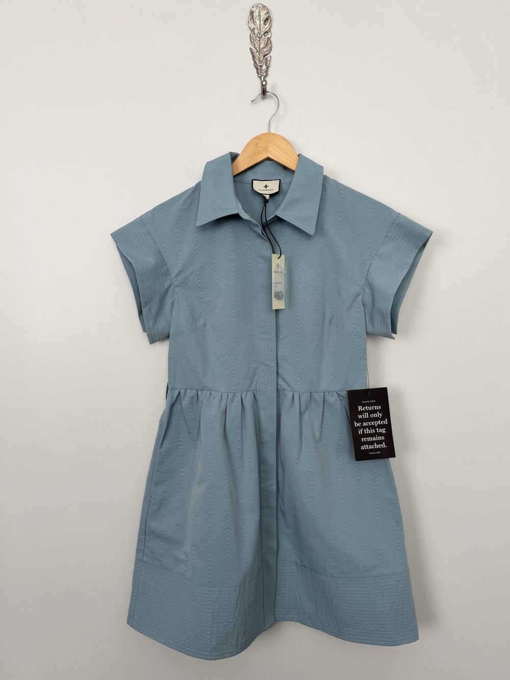 Tuckernuck Slate Blue Mini Chloe Dress NWT M No Belt - Picture 2 of 12